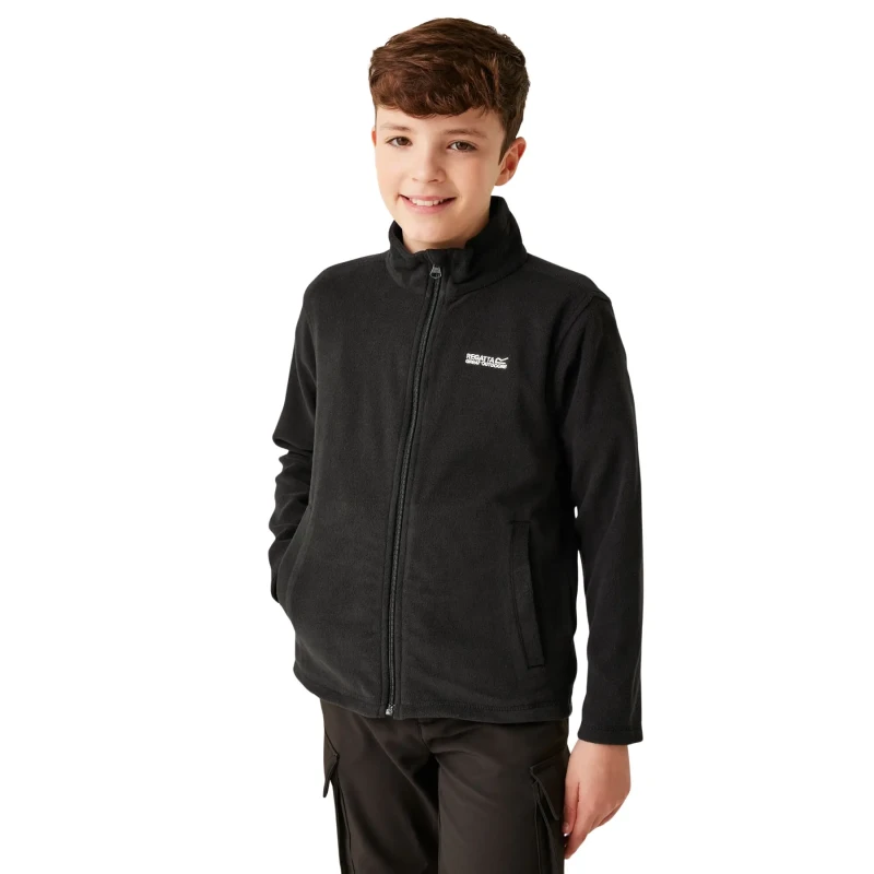 Image of Regatta Boys & Girls King Lightweight Fleece II Full Zip Fleece Jacket 7-8 Years - Chest 63-67cm (Height 122-128cm) Black RKA147-826-7