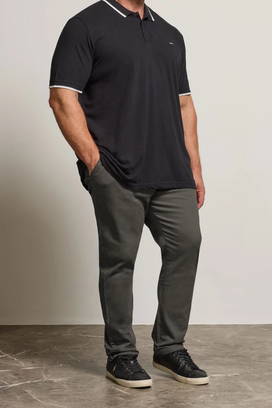Image of BadRhino BadRhino Men Slim Fit Chino Trousers in Grey Size: 38S Grey 38S Male 5063111684236