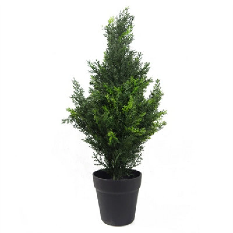 Image of Leaf 60cm Artificial Cedar Cypress Topiary UV Resistant Green unisex