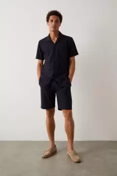 Slim Fit Navy Jersey Rib Shorts