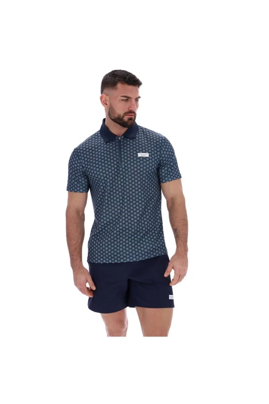 Image of Ted Baker Men Jayden Printed Tennis Polo Shirt in Navy Size: Medium Navy M Male 5063550361576