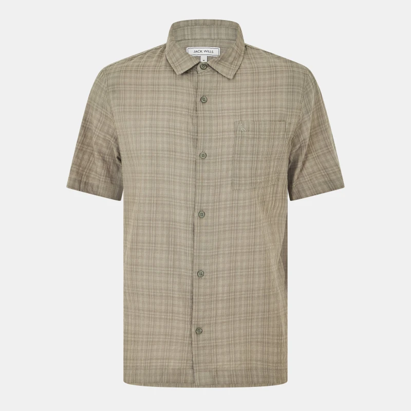 Image of Jack Wills Short Sleeve Check Shirt - Green Green S