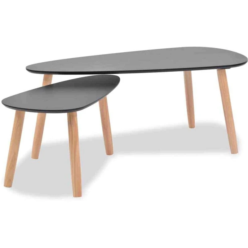 Image of VIDAXL Coffee Table Set 2 Pieces Solid Pinewood Black vidaXL 244732fr