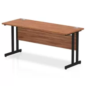 Image of Impulse 1600 x 600mm Straight Desk Walnut Top Black Cantilever Leg