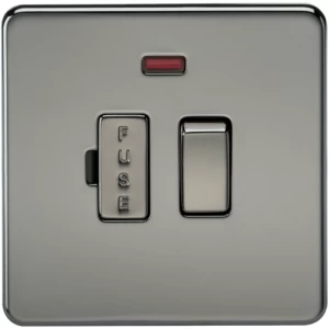 Image of KnightsBridge 13A Screwless Black Nickel Switched Fused Spur Connector Unit with Neon