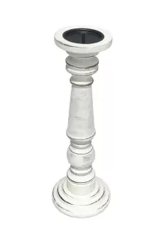 Image of Rustic Antique Carved Wooden Pillar Church Candle Holder Light Brown, Extra Large 45cm High