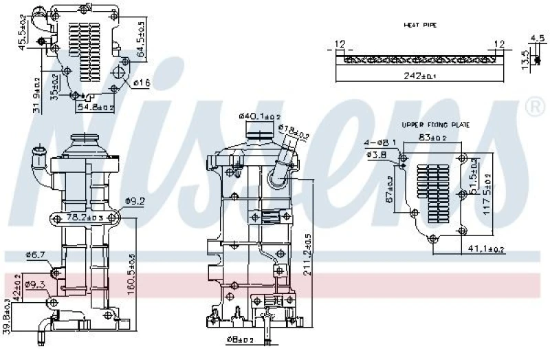 Image of NISSENS 989374 EGR Cooler without sensor, without gaskets/seals Steel EGR Cooler (4032)