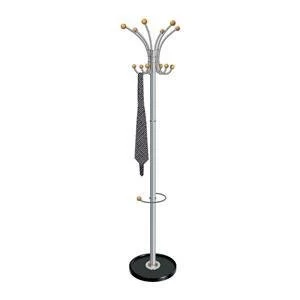 image of Original Hat and Coat Stand Metallic Tubular Steel with Umbrella Holder 6 Pegs and 6 Hooks