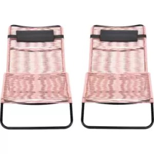 image of Brasilia Set of 2 Premium String Steel Frame Sun Loungers Pink