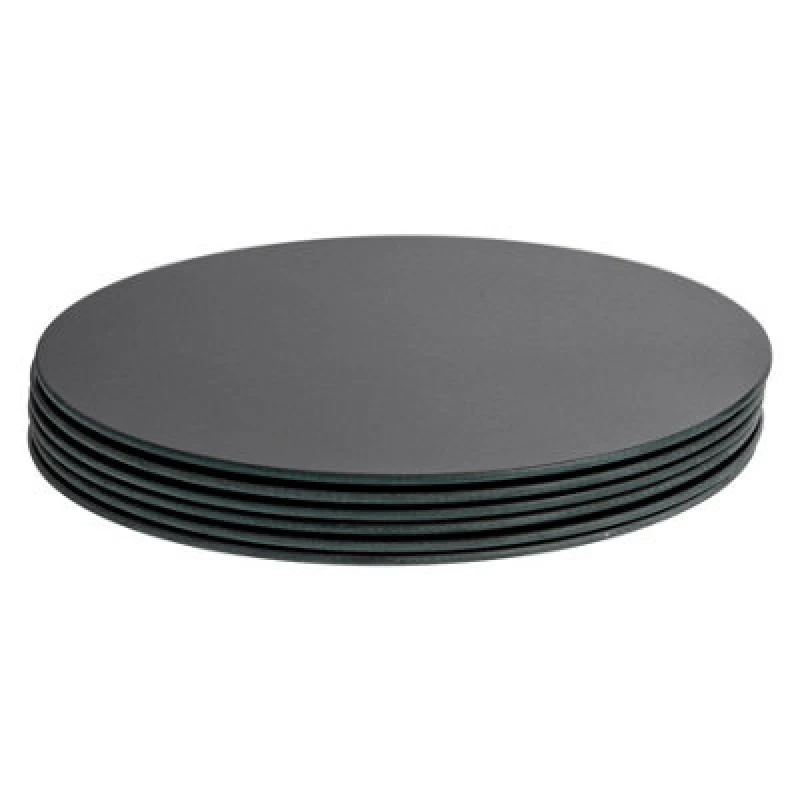 Image of Harbour Housewares 6X Round Glass Placemats - 30Cm - Black - Dining Table Place Mats Tabletop Protector For Kitchen Worktops
