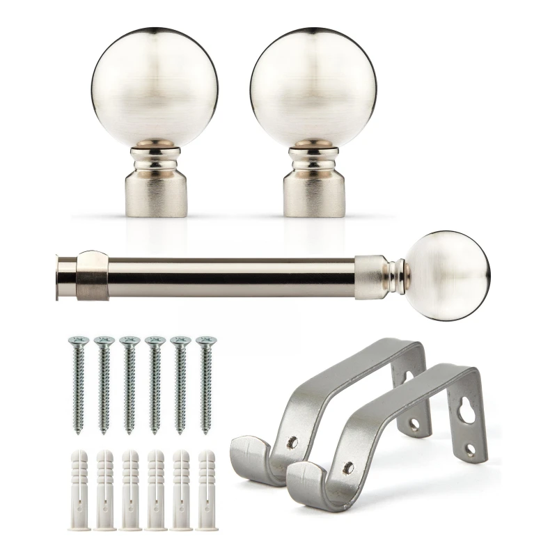 Image of Emma Barclay Curtain Pole Extendable Ball Brushed Silver unisex 160-300cm