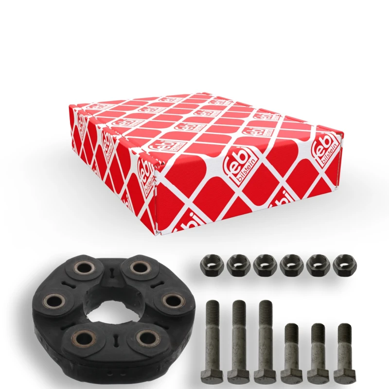 Image of FEBI BILSTEIN 43489 Drive Shaft Coupler with bolts/screws, with nuts, Bolt Hole Circle Ø: 96mm Elastomer Joint,propeller shaft (1427)
