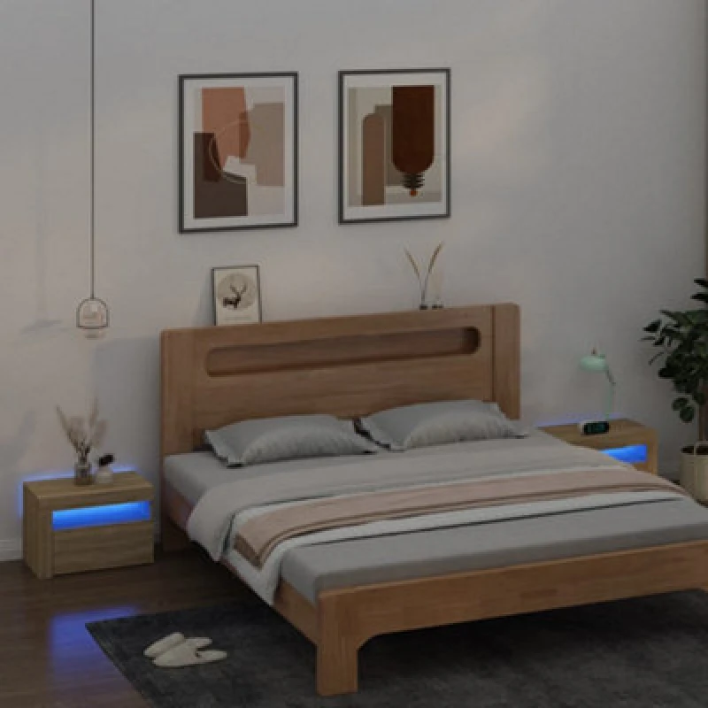 Image of VIDAXL Bedside Cabinets 2 pcs with LEDs Sonoma Oak 60x35x40cm vidaXL 8720286589830