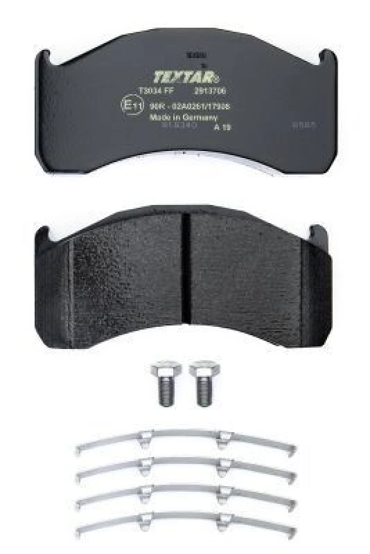 Image of TEXTAR 2913706 Brake pad set not prepared for wear warning indicator, with accessories, with brake caliper screws Brake Pad Set,disc brake (402)