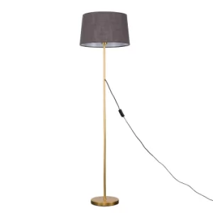 image of Charlie Gold Floor Lamp with Dark Grey Doretta Shade