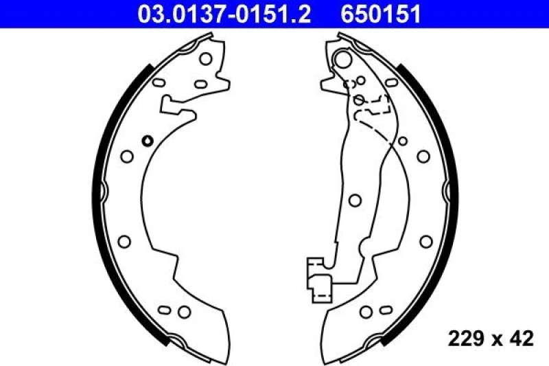 Image of ATE 03.0137-0151.2 Brake Shoes with lever Brake Shoe Set (70)