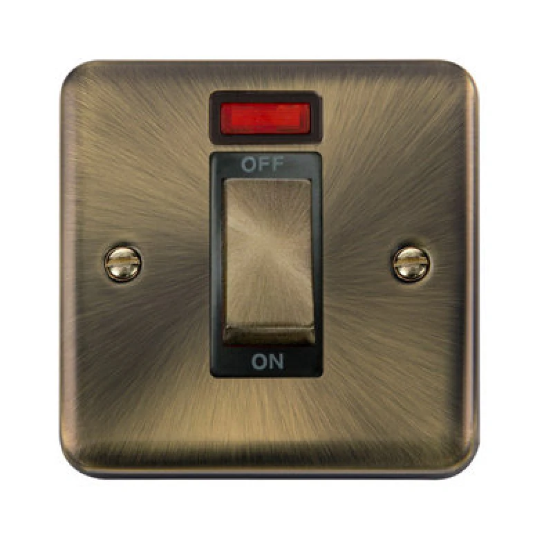 Image of SE Home Curved Antique Brass 1 Gang Ingot Size 45A Switch With Neon Gold