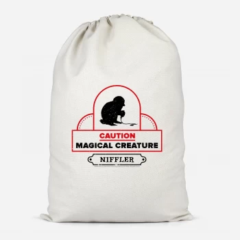 Image of Caution Magical Creature Cotton Storage Bag - Large