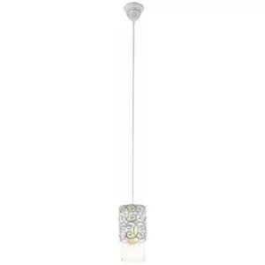 Image of Hanging Ceiling Pendant Light Grey Pattern & Glass 1 x 60W E27 Feature Lamp
