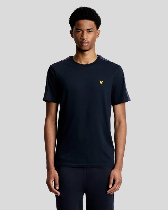 Image of Lyle & Scott Mens Sports Jacquard Tape T-Shirt in Navy