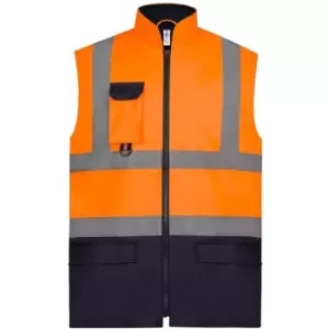 Image of Yoko Adults Unisex Two Tone Bodywarmer (XL) (Orange/Navy) - Orange/Navy