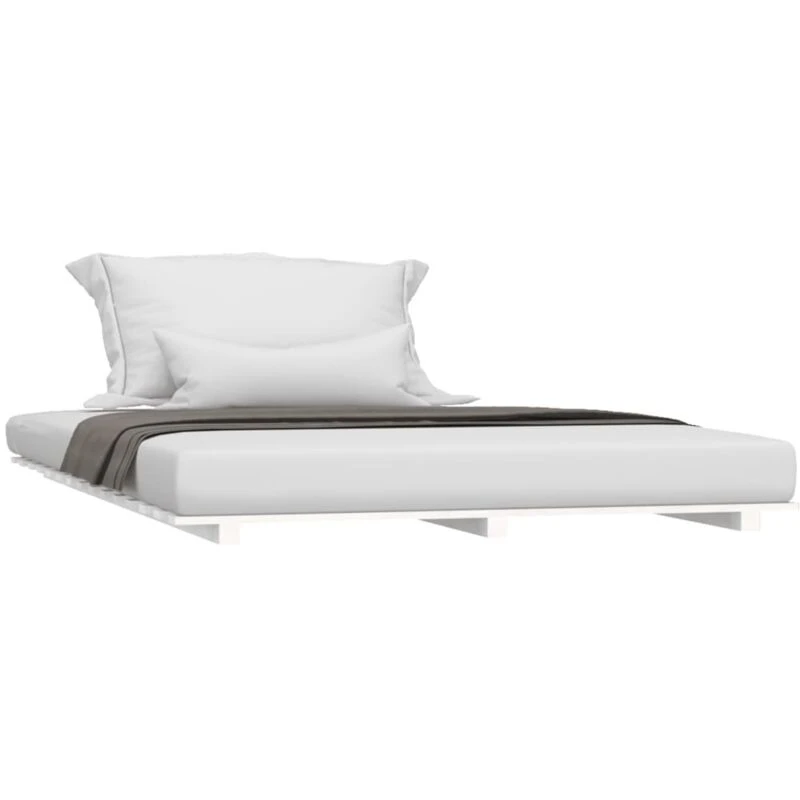 Image of Vidaxl Bed Frame White 140X190 Cm Solid Wood Pine, White 824604