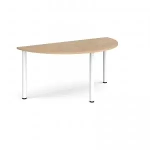 image of Semi circular white radial leg meeting table 1600mm x 800mm - kendal