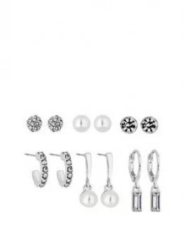 Image of Mood Mood Pack Of Six Mini Studs And Huggie Hoop Earrings
