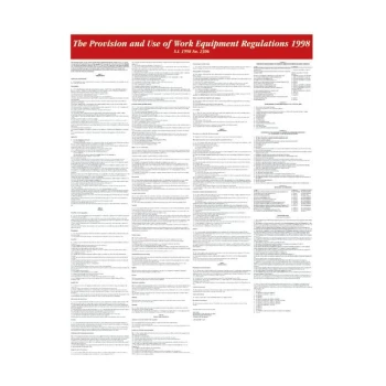 Image of The Puwer Regulations 1998 Rigid PVC Wall Guide - 450 X 590MM - Sitesafe