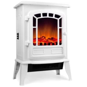Image of Electric Fireplace White 2000W 56.5x24x39cm with Heating