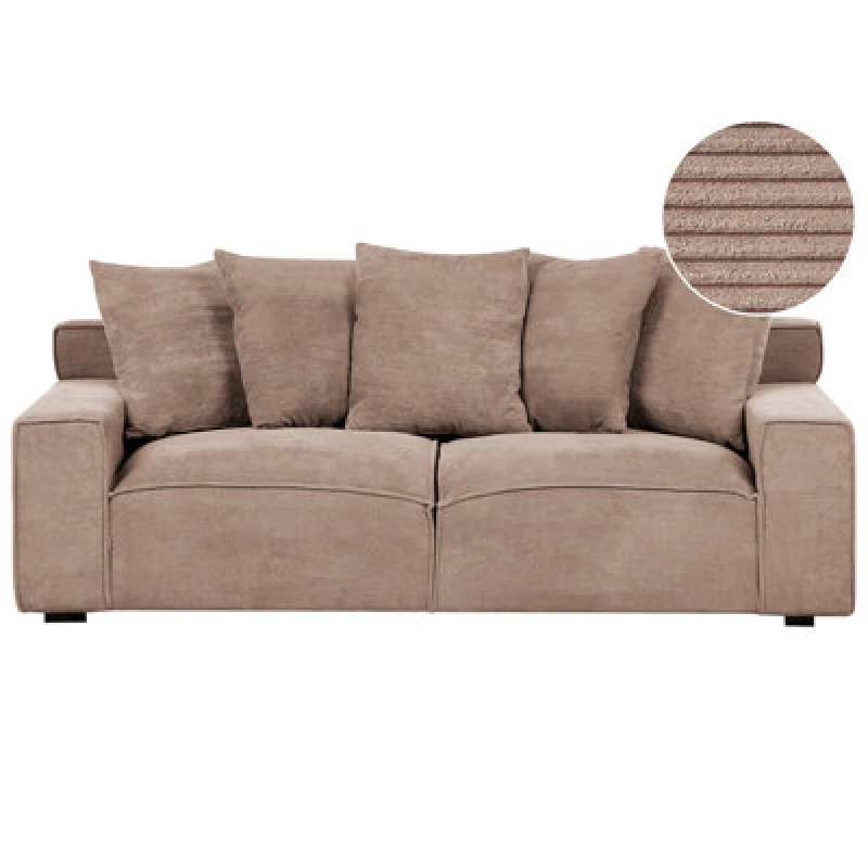 Image of Beliani Sofa 3 Seater Viskan Corduroy Sand Beige