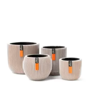 image of Capi Europe Nature Groove Planter Pot Collection 4 Pack; Vase Ball Groove 13Cmx10Cm; Planter Ball 14X13Cm; Planter Ball 17X15Cm; Vase Cylinder 11X12Cm