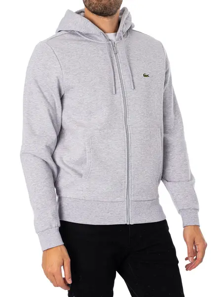 Image of Lacoste Croc Zip Hoodie - Grey Grey L