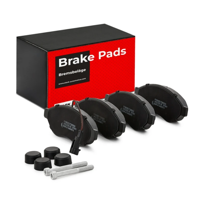 Image of RIDEX 402B0219 Brake pad set Front Axle, with integrated wear warning contact, with accessories, with brake caliper screws Brake Pad Set,disc brake (