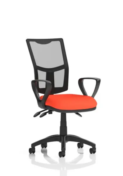 Image of Eclipse Eclipse Plus III Lever Task Operator Chair Mesh Back With Bespoke Colour Seat With Loop Arms In Tabasco Orange KCUP1663