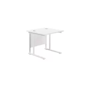Image of Twin Twin Upright White Rectangular Desk - 800mm x 800mm - White Frame