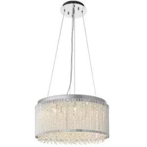 Image of Hanging Ceiling Pendant Light Chrome & K9 Crystal Shade 12 Bulb Large Feature