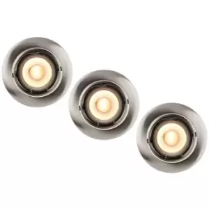 Image of Lucide FOCUS - Recessed Downlight - Ø8,1cm - LED Dim. - GU10 - 3x5W 3000K - Satin Chrome - Set of 3