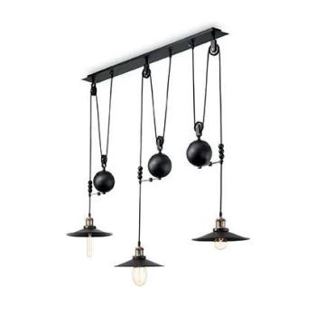 Image of Up And Down 3 Light Adjustable Ceiling Pendant Bar Black, E27