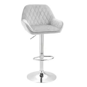 Image of Homcom Velvet Bar Stool Adjustable Height With Footrest Armrest Grey