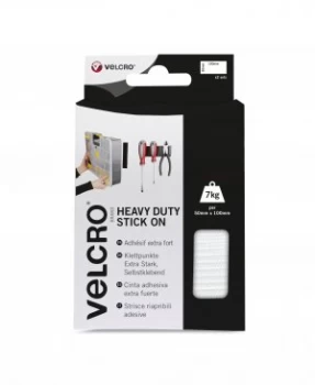 image of VELCRO Brand Heavy Duty Stick On Strips White X 2 Sets