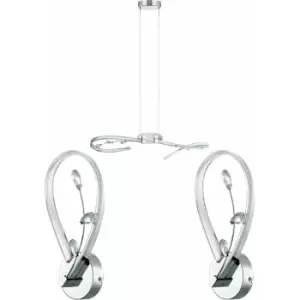 image of Loops - Ceiling Pendant & 2x Matching Wall Lights Chrome & Crystal Curved Arm LED Strip