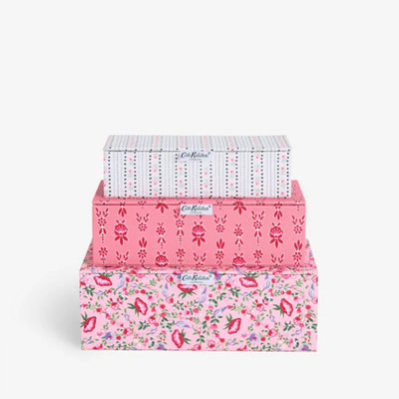 Image of Cath Kidston Set Of 3 Pink Floral Storage Boxes