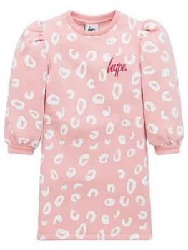 Hype Girls Leoapard Sweat Dress - Pink, Size 14 Years, Women