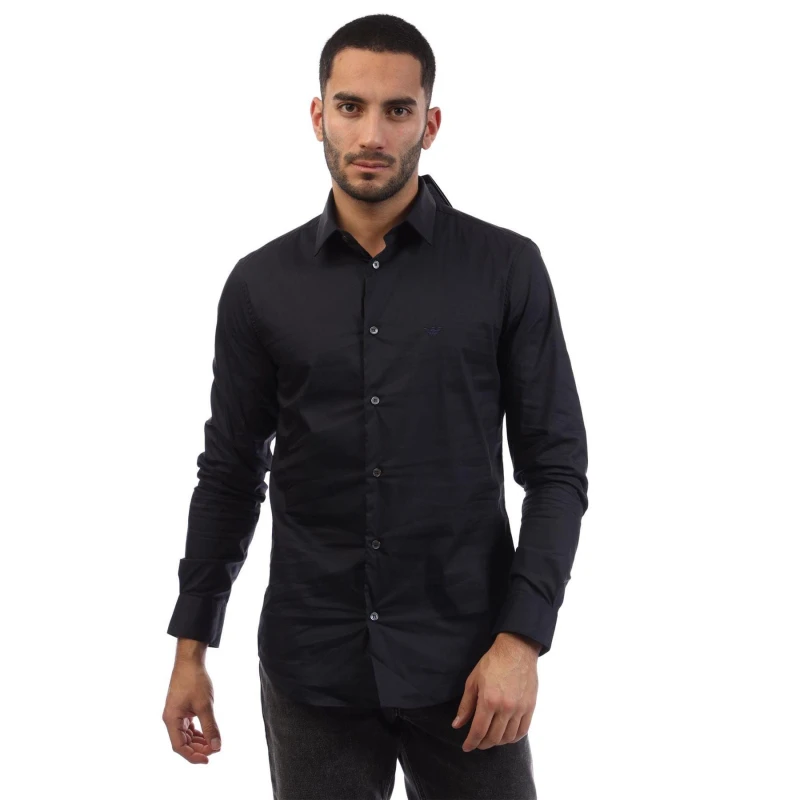 Image of Emporio Armani Stretch Nylon-Blend Shirt Navy male S