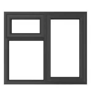 Image of Crystal uPVC Window A Rated Right Hand Side Hung next to a Top Opener over a Fixed Light 1190mm x 1040mm Clear Glazing - Grey