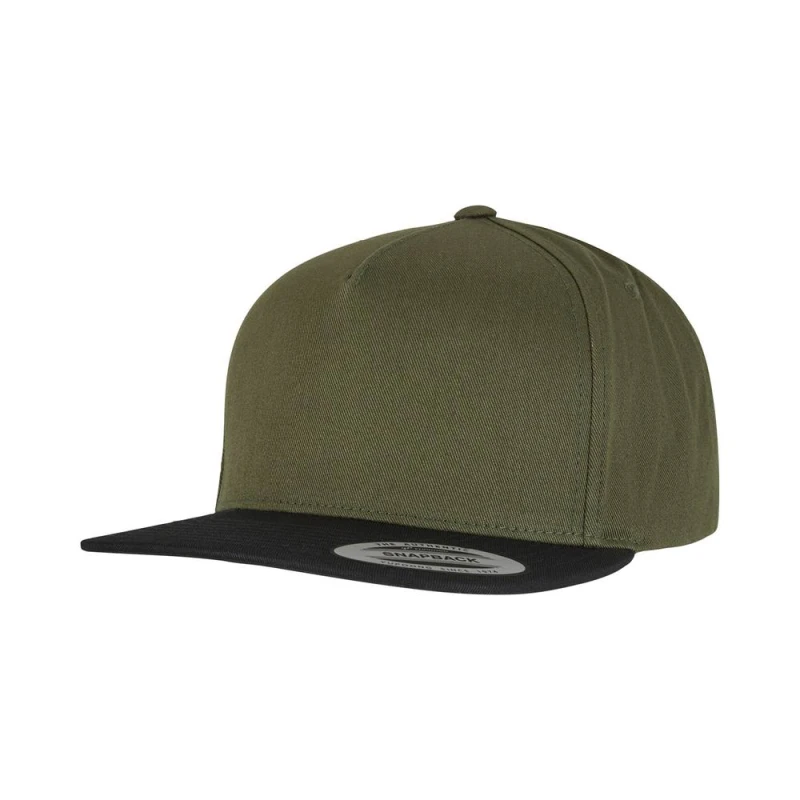 Image of Yupoong Mens Flexfit Plain Classic 5 Panel Snapback Cap in Olive Olive Male One Size
