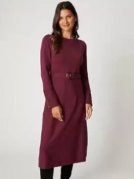 Image of Wallis Button Detail Knitted Dress - Berry, Purple Size M Women