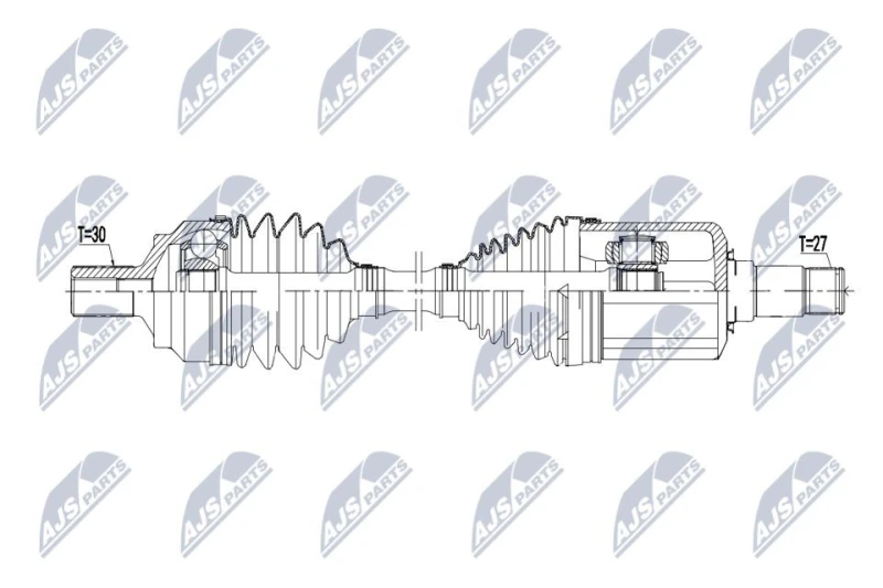 Image of NTY NPW-ME-181 Drive shaft Automatic Transmission, Front Axle Right Drive Shaft (13)