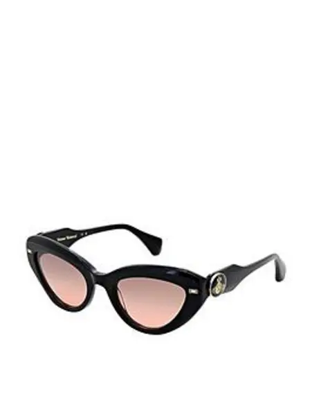 image of Vivienne Westwood Shiny Solid Black Sunglass Black VWR8U Unisex